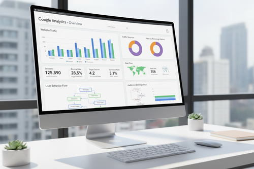 computer screen with google analytics report
